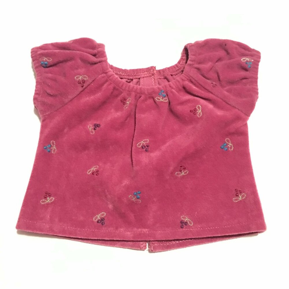 American Girl Doll Magenta Embroidered Flower Shirt